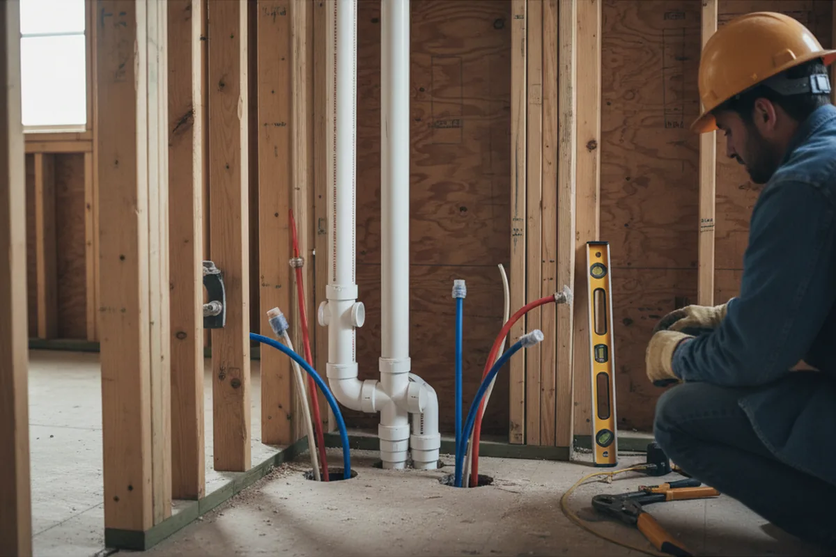 Drain and supply rough-in during Garbage Disposal Repair in Hibbs