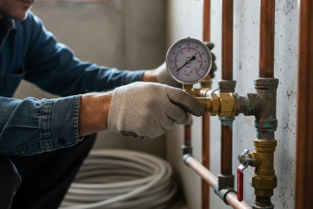 Pressure testing a repaired line during Water Line Repair in Hibbs
